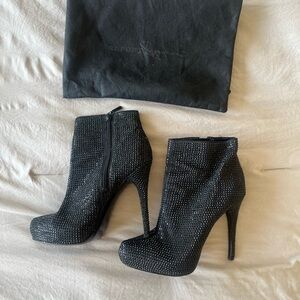 REPORT Signature Black Rhinestone Ankle Booties